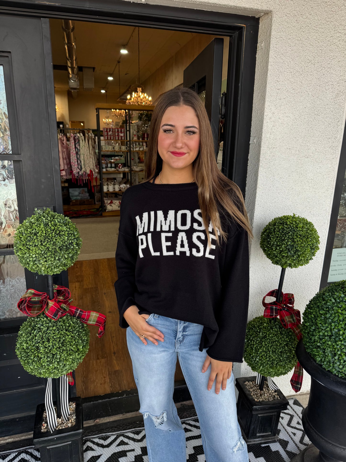 Mimosas Please Sweater- Black