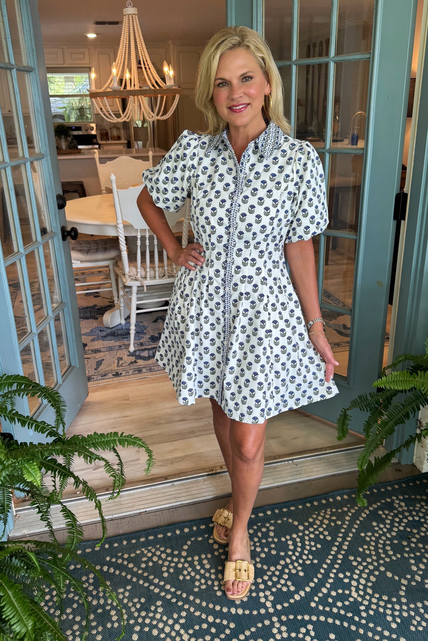 Rory Floral Foulard Dress - Navy