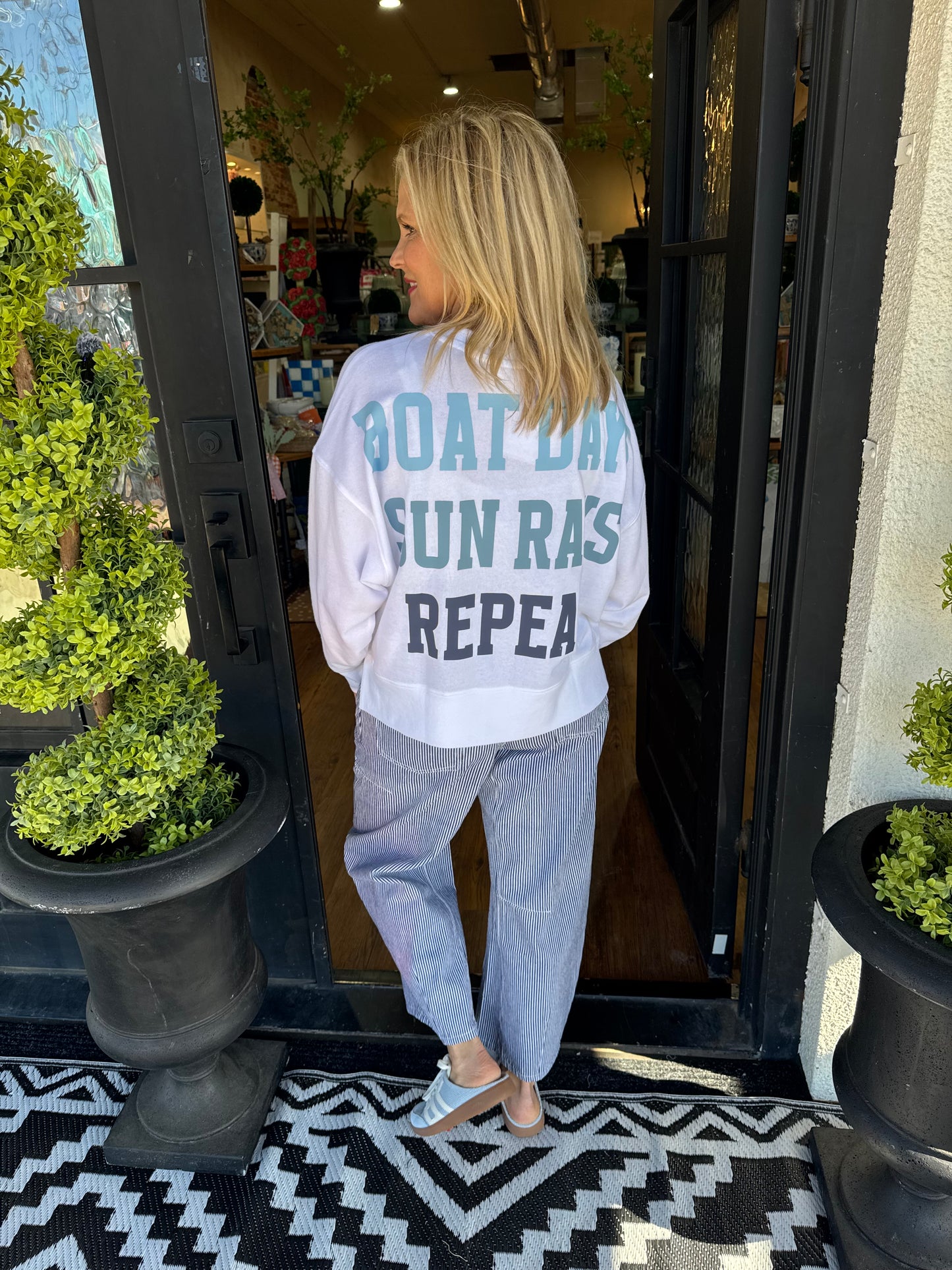 Boat Days, Sunrays Sweatshirt - White