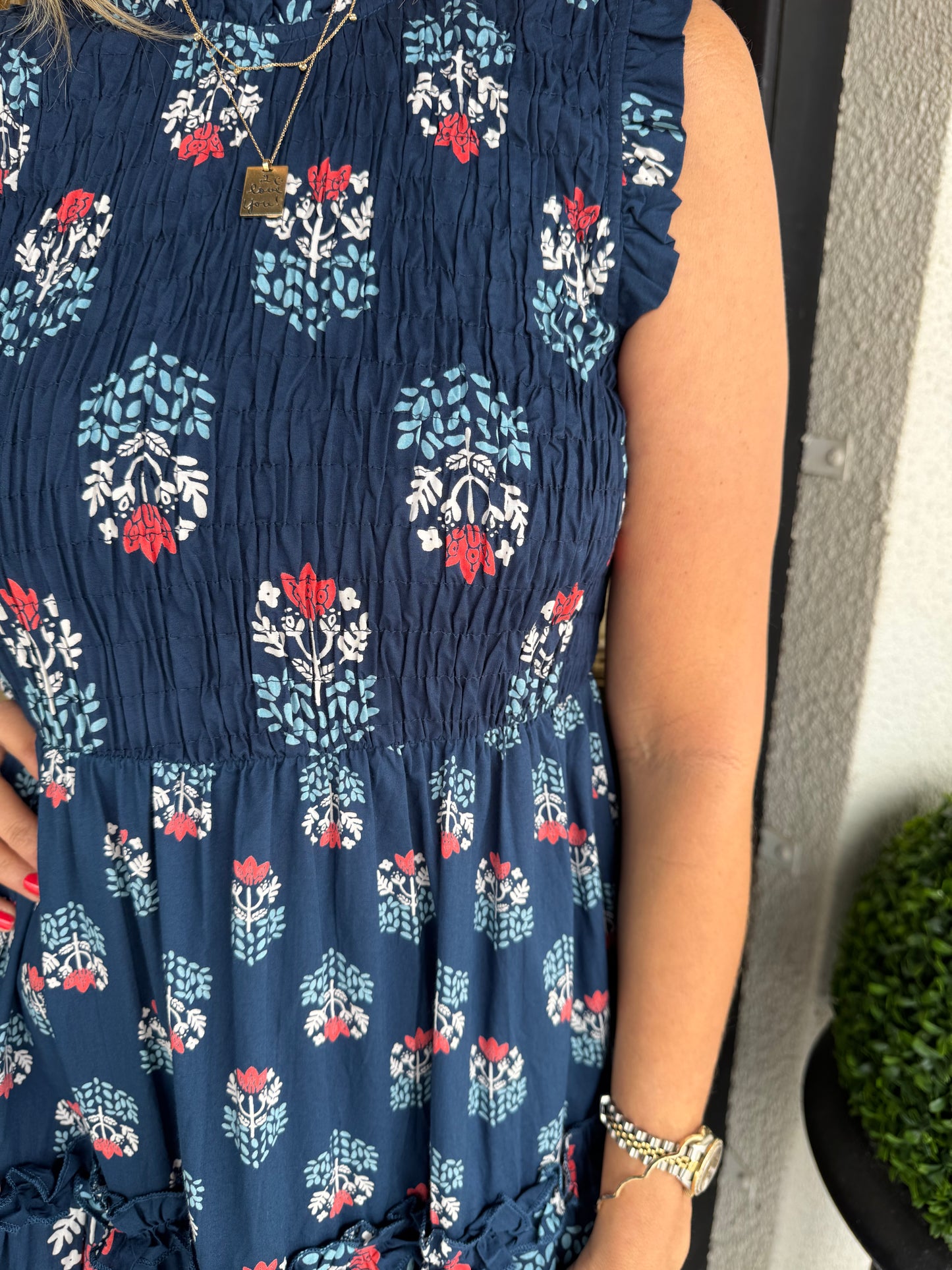 Ward Smocked Midi Dress