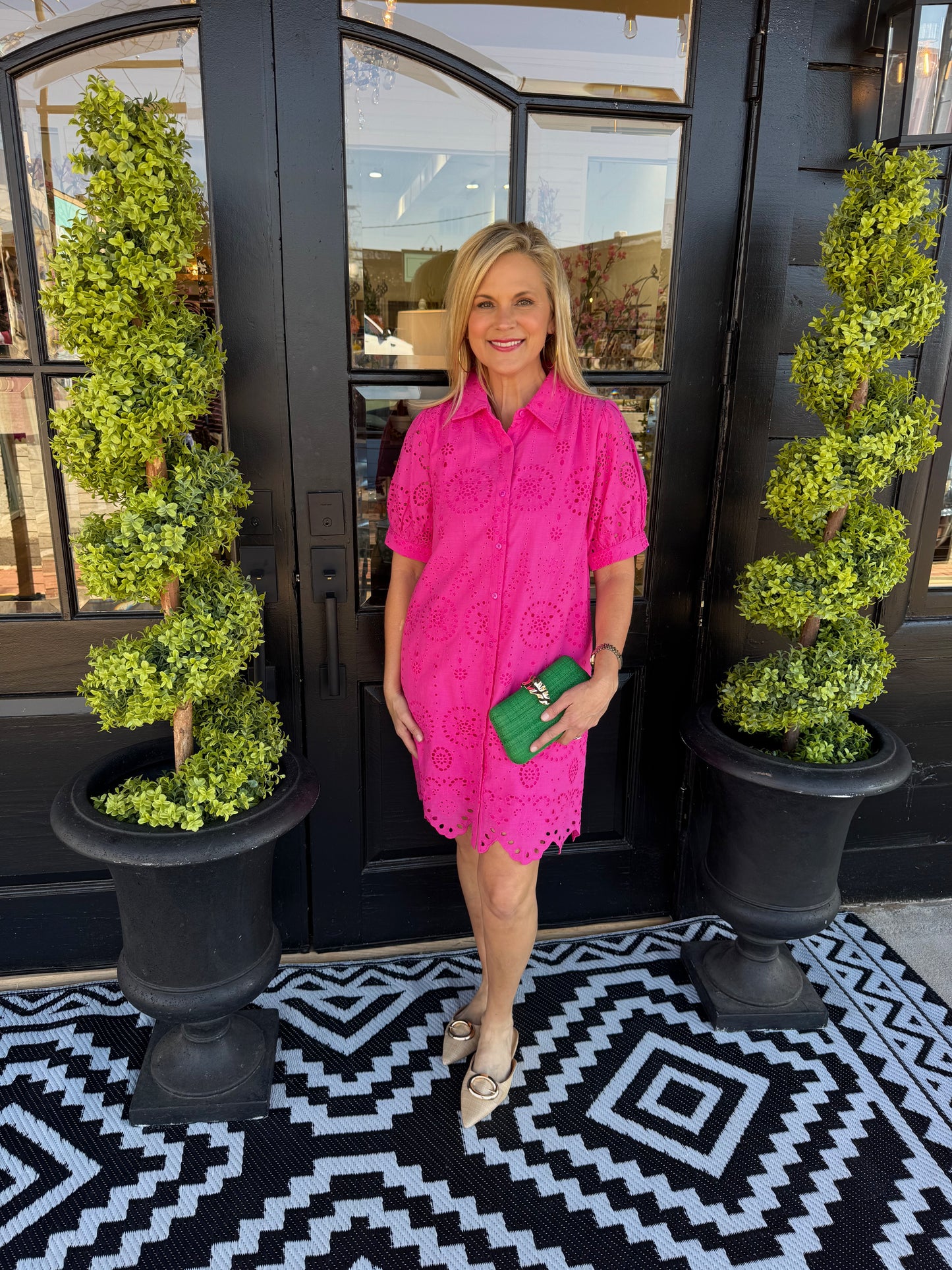 Greer Dress - Hot Pink Vine on Main Greer Dress - Hot Pink Vine on Main