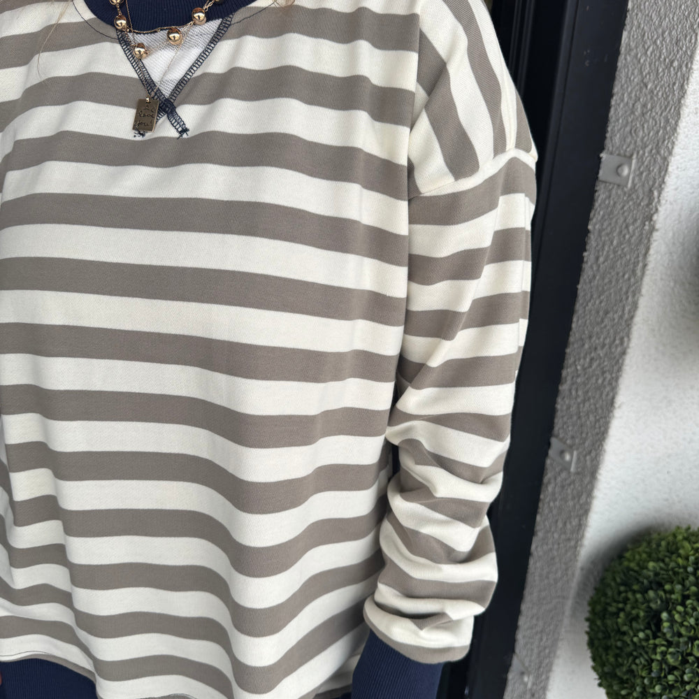 Madeline Top - Olive/Navy