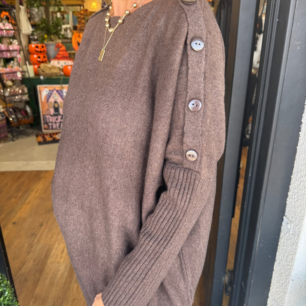 Sheffield Button Sweater - Brown