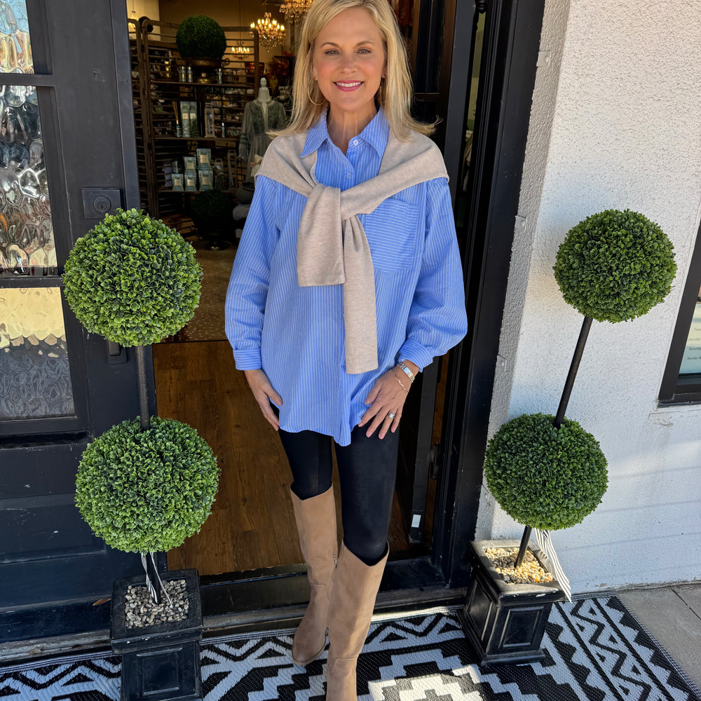 Reece Button Up Top - Chambray