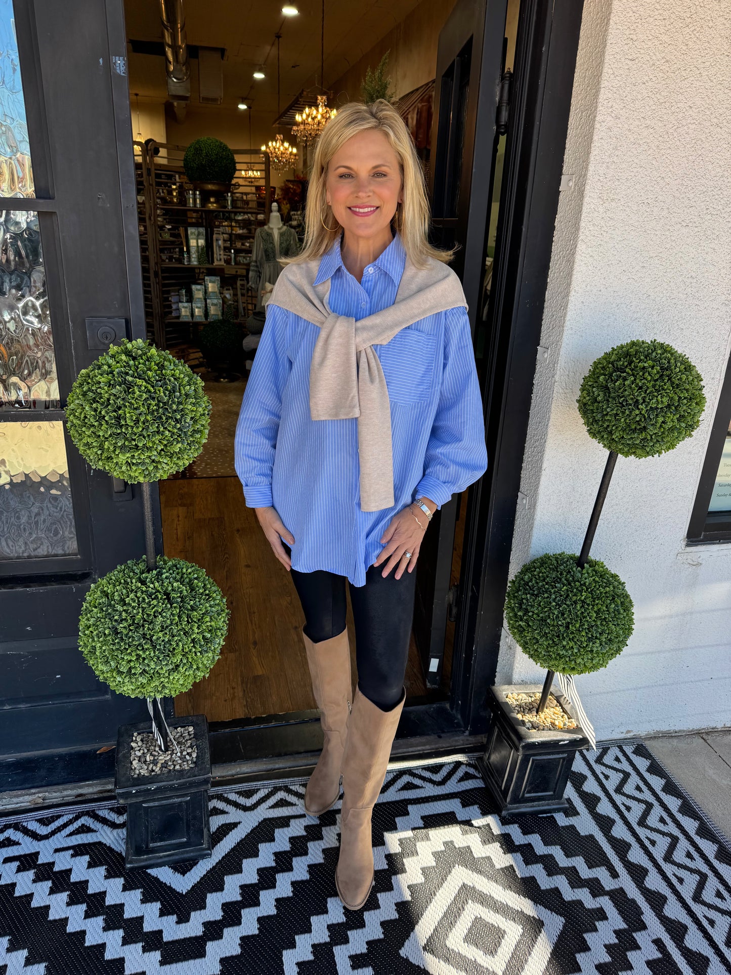 Reece Button Up Top - Chambray