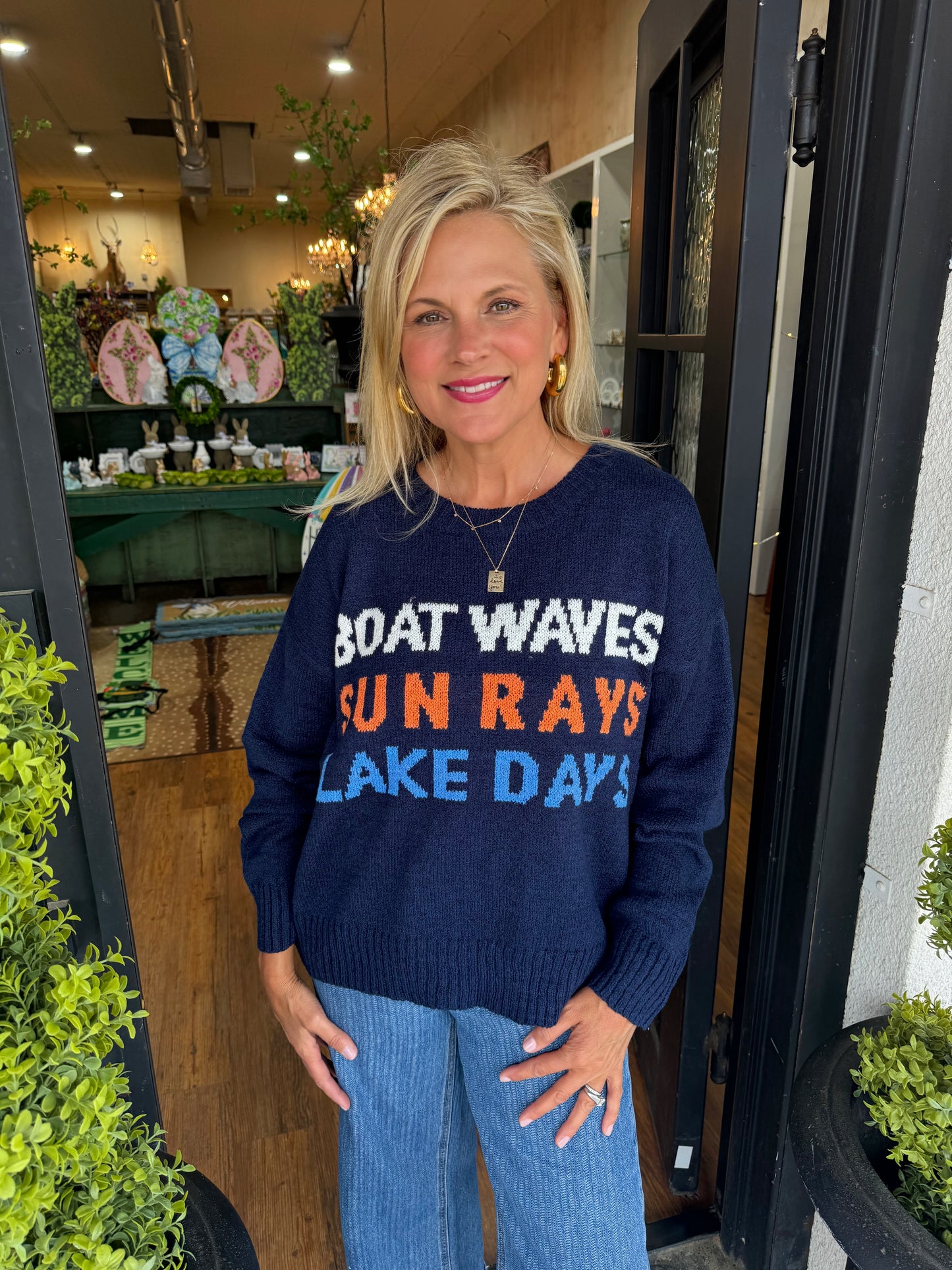 Boat Waves Sweater - Navy