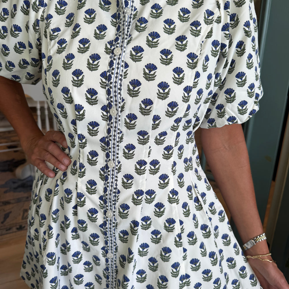Rory Floral Foulard Dress - Navy