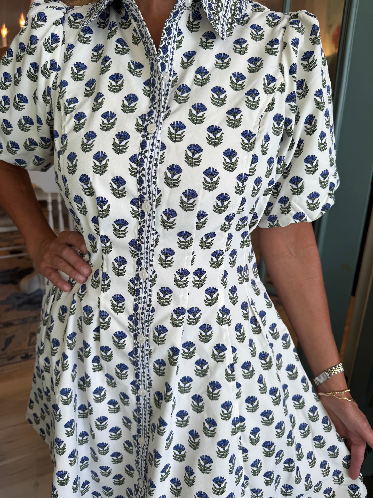 Rory Floral Foulard Dress - Navy