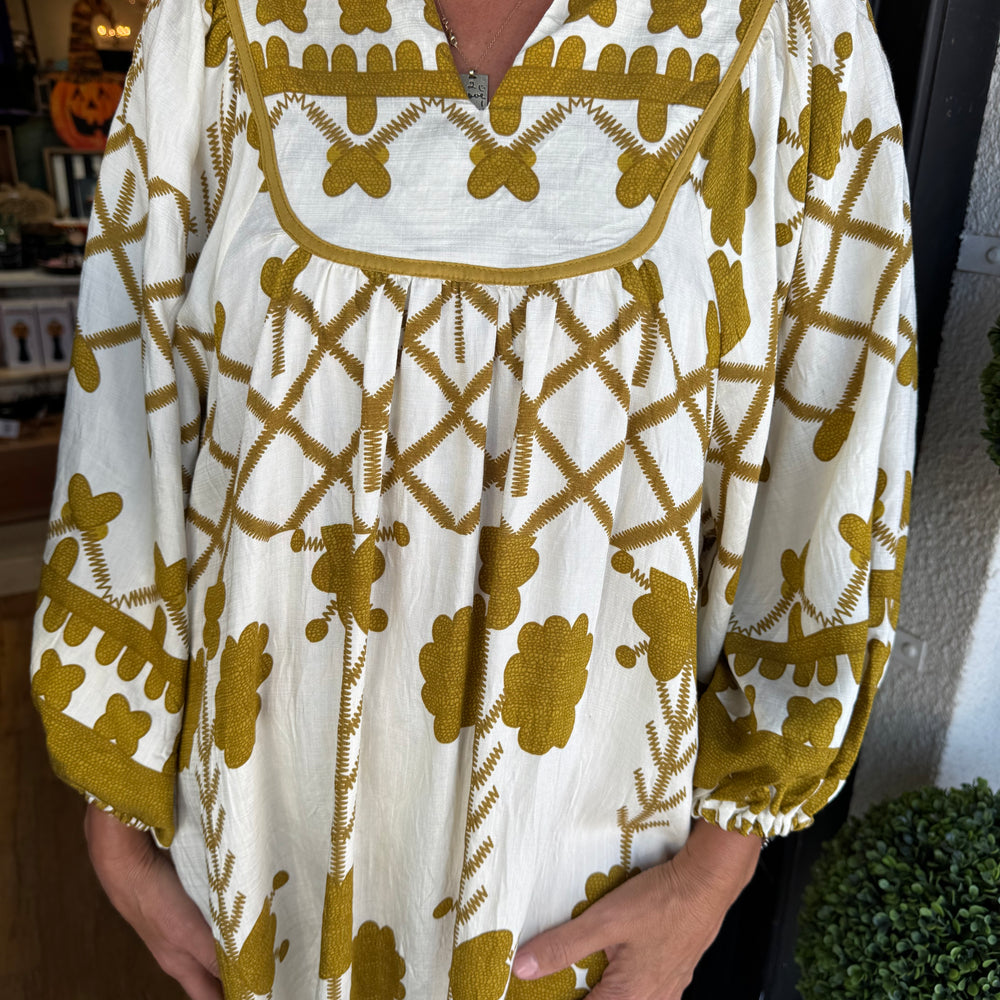 Bindi Dress - Mustard Green