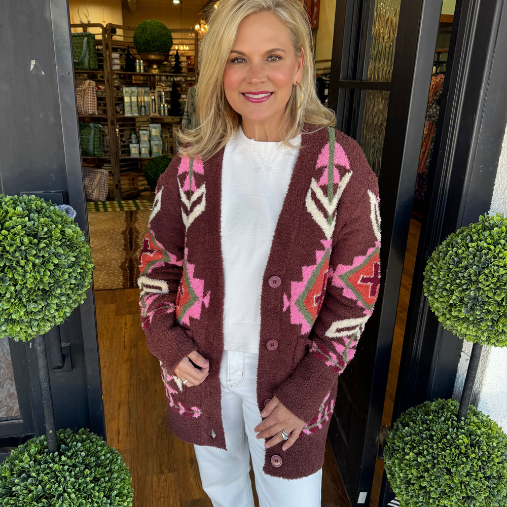 Winnie Cardigan - Mocha Multi