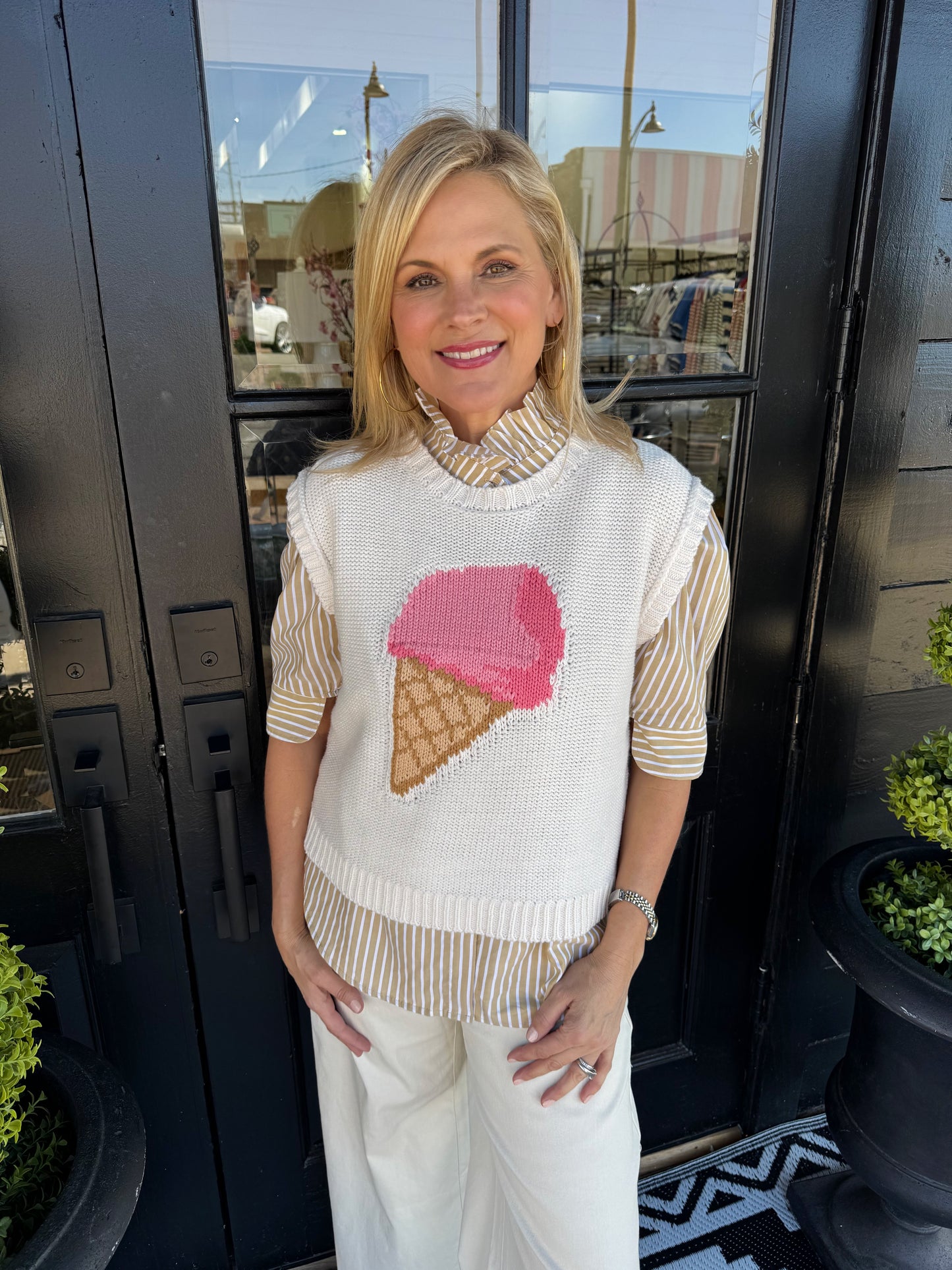 Steely Sweater - Cream/Pink