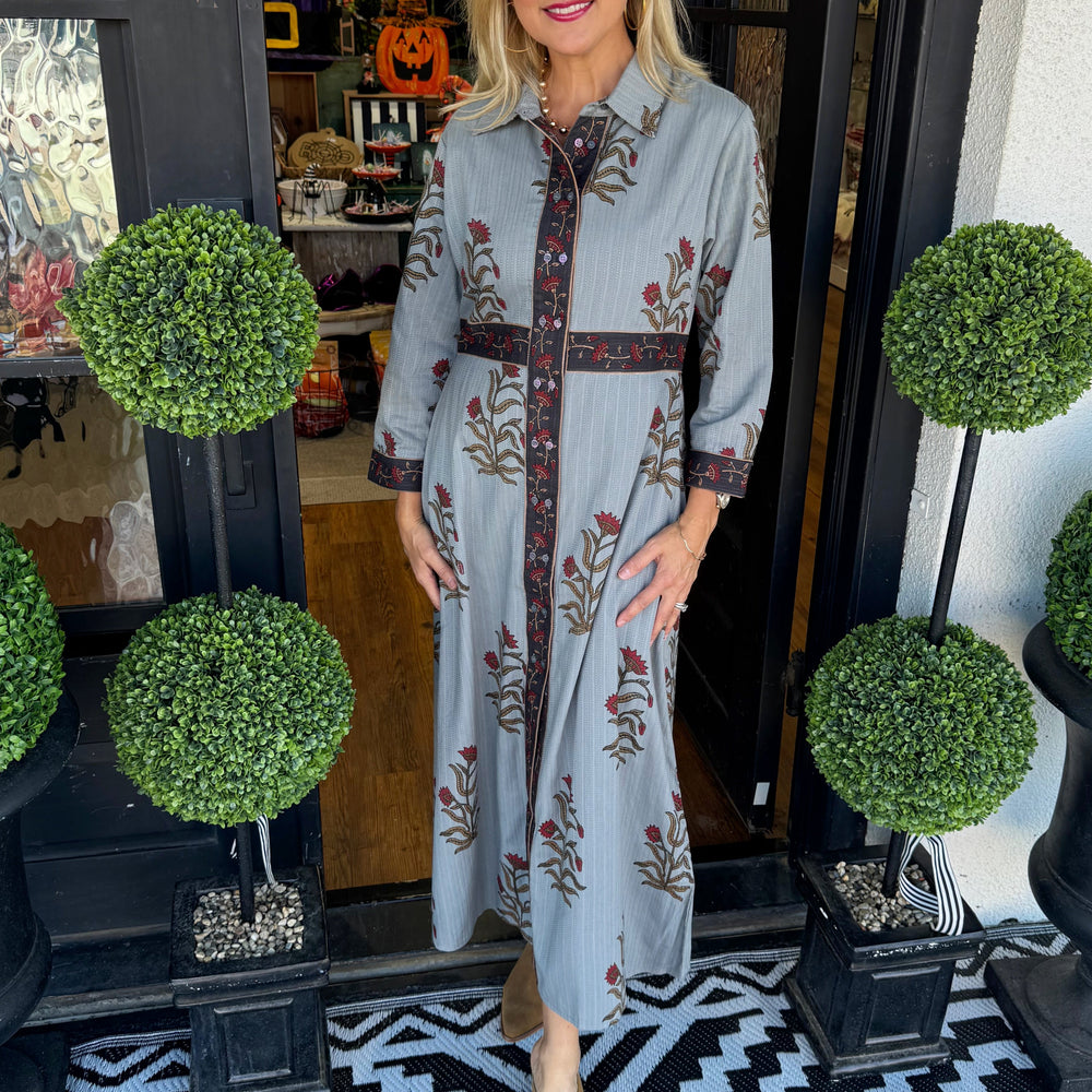 Uncle Frank Double Button Bordered Dress