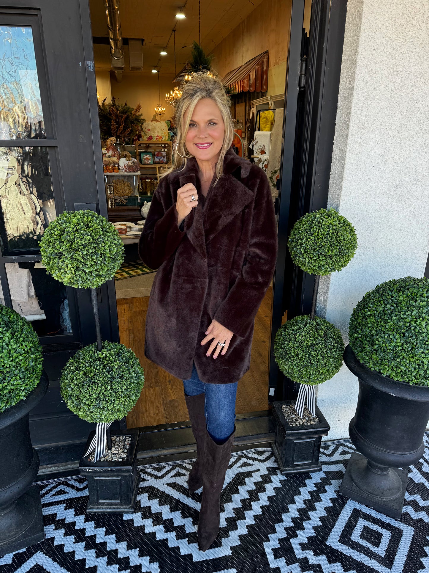 Ivy Jane Faux Fur & Suede Coat