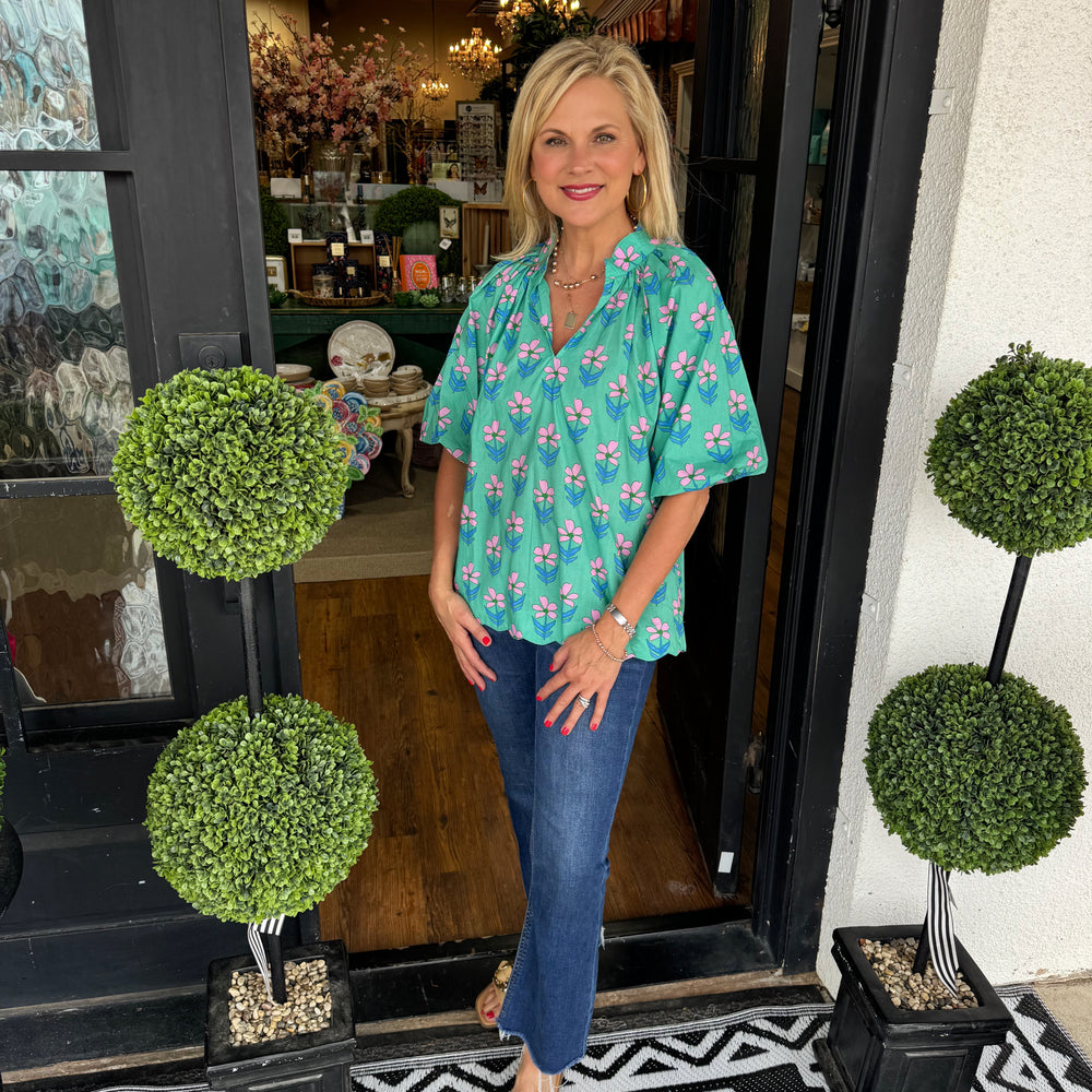 
                  
                    Brooklyn Floral Top- Green Mix
                  
                