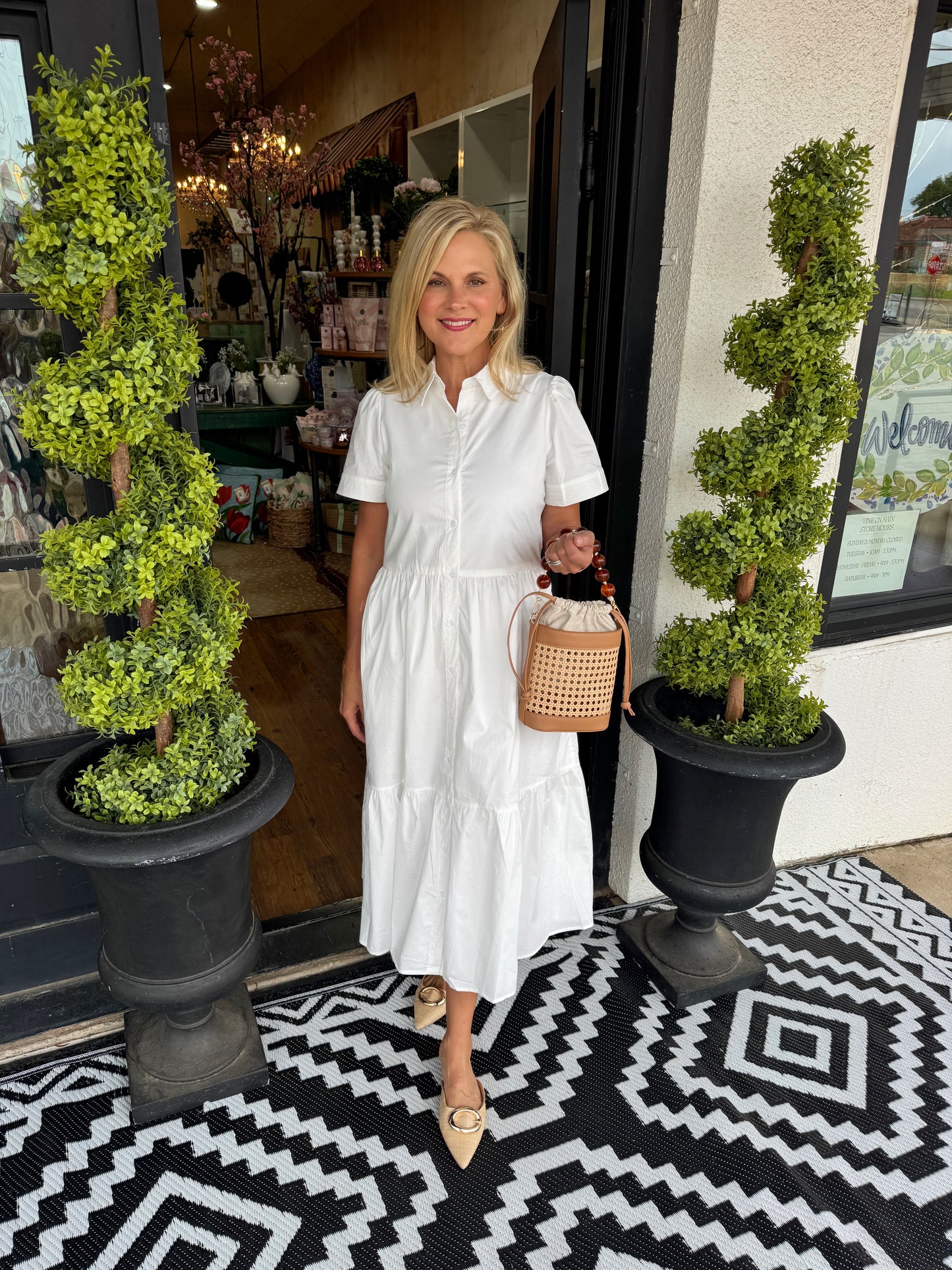 Mary Square Jema Dress - White 1X Mary Square Jema Dress - White 1X