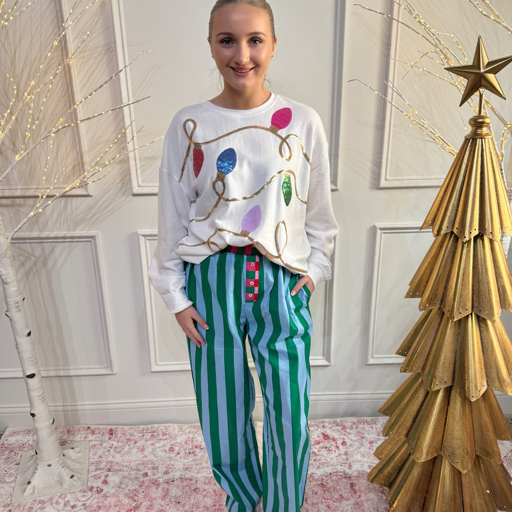 Holiday Sparkle Sweatshirt Top - White