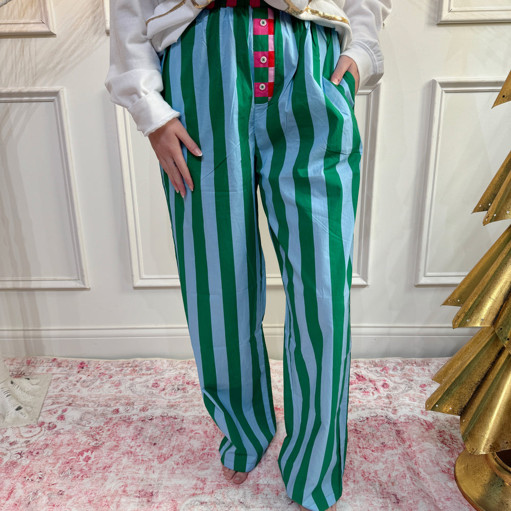 Festive Stripe Boxer Pant - Green