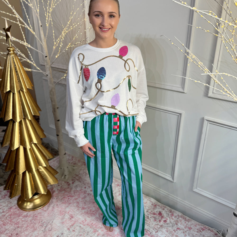 Festive Stripe Boxer Pant - Green