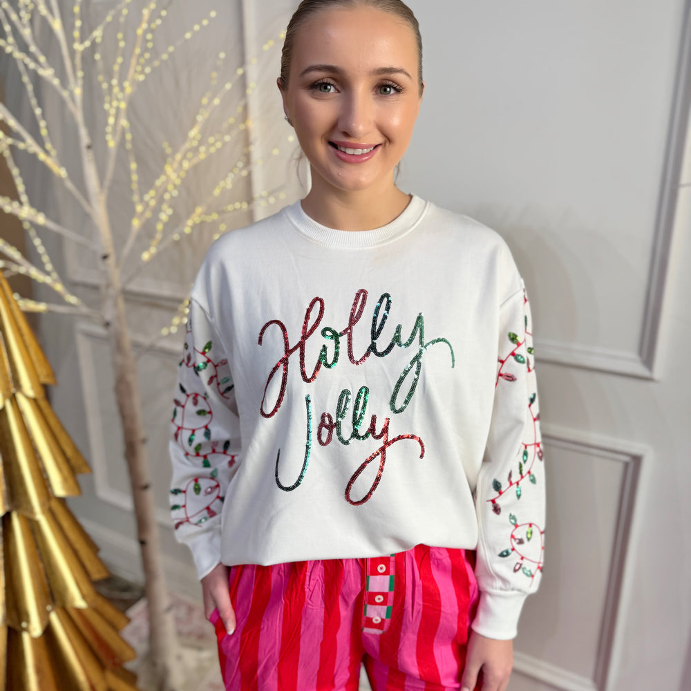 Sarah Sweatshirt Top Holly Jolly Lights