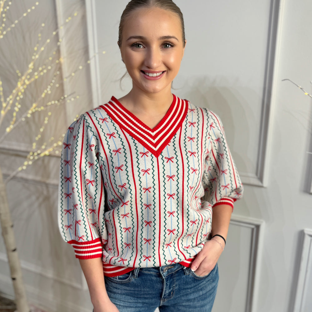 Mary Square Sweater Top Faith In A Bow - Ivory