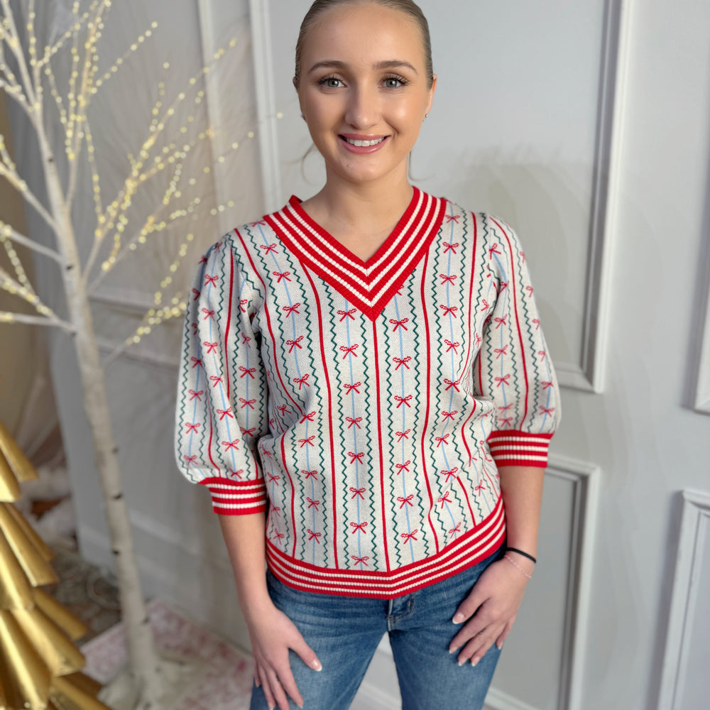 Mary Square Sweater Top Faith In A Bow - Ivory