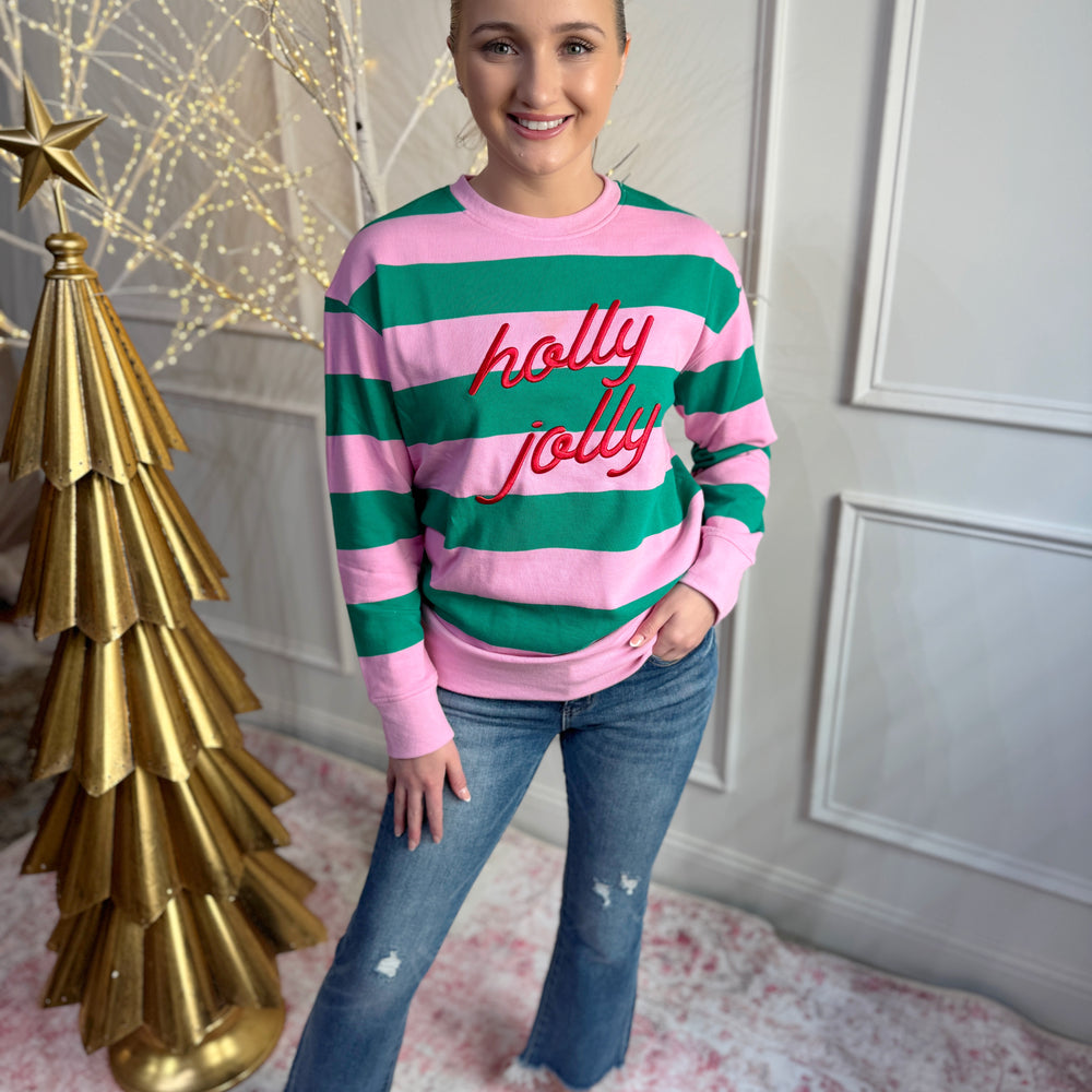 Holly Jolly Striped Classic Sweater