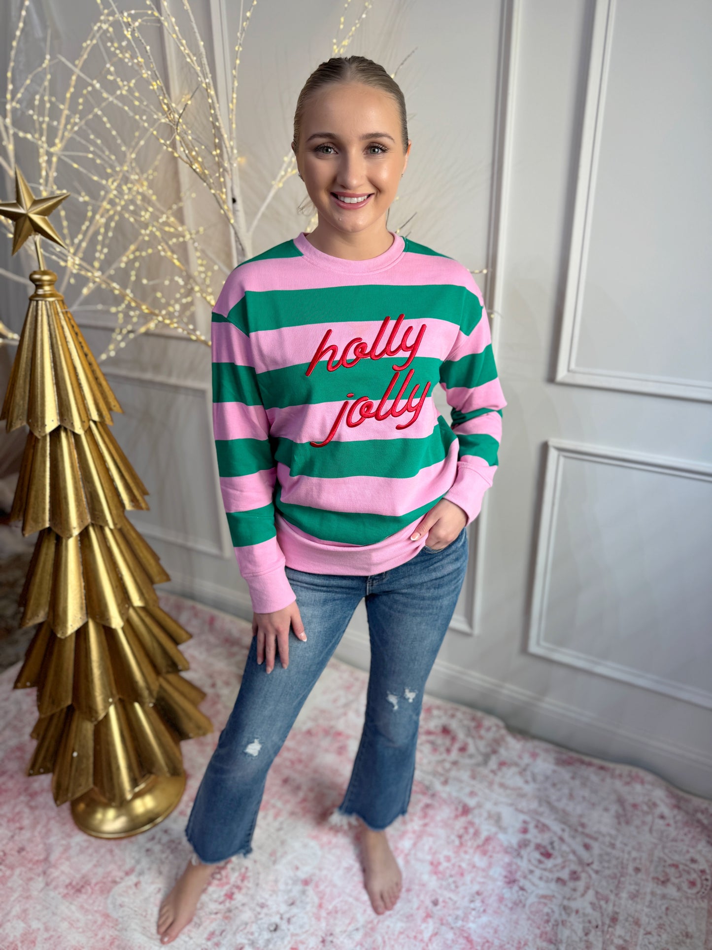 Holly Jolly Striped Classic Sweater