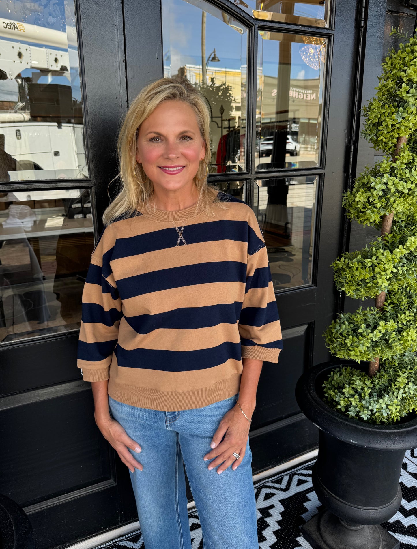 Corinne Top - Caramel/Navy