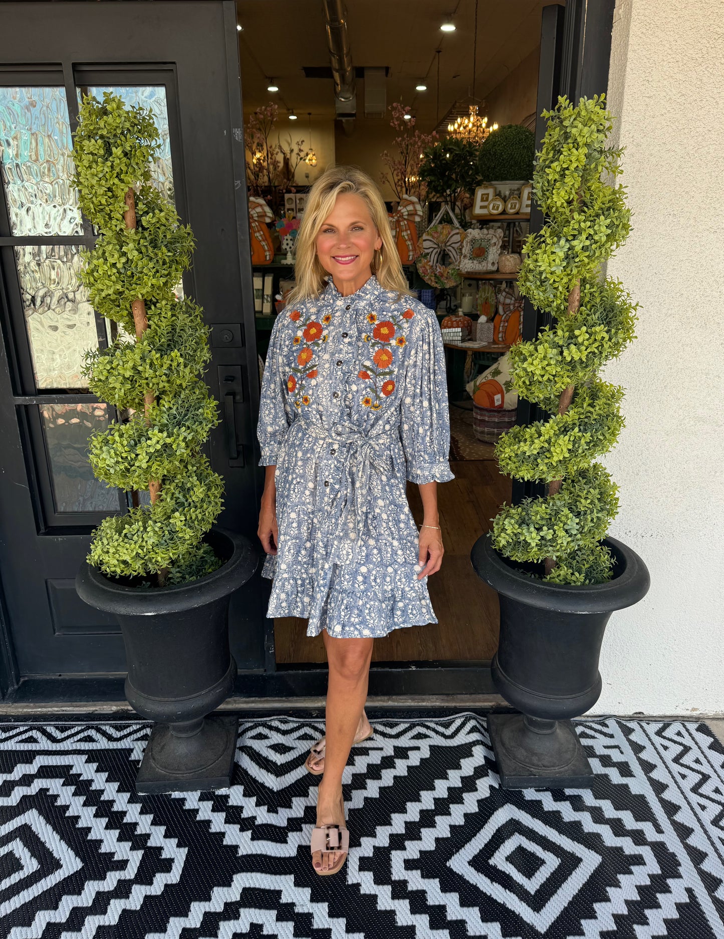 Uncle Frank Ribben Embroidered Dress