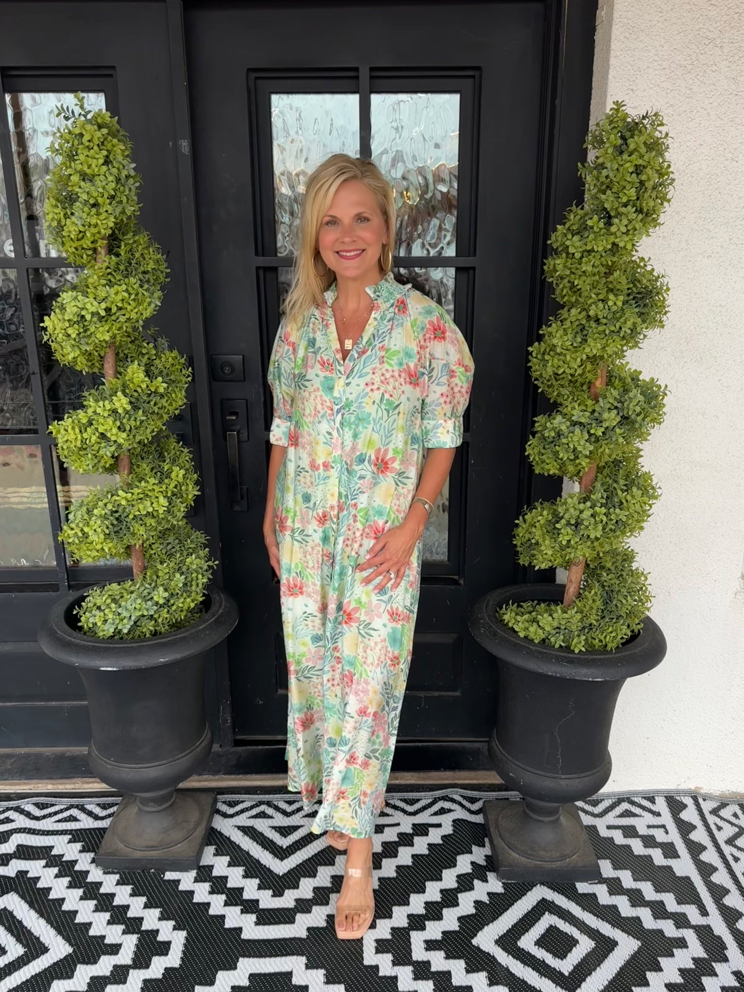 Lily Dress - Green/Blush