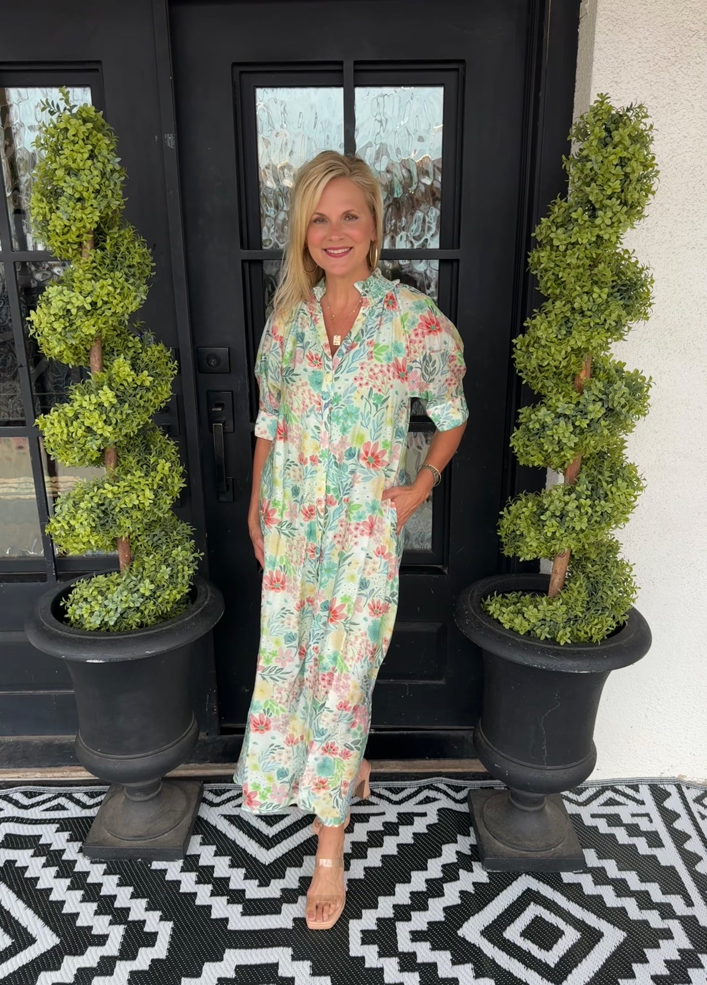 Lily Dress - Green/Blush