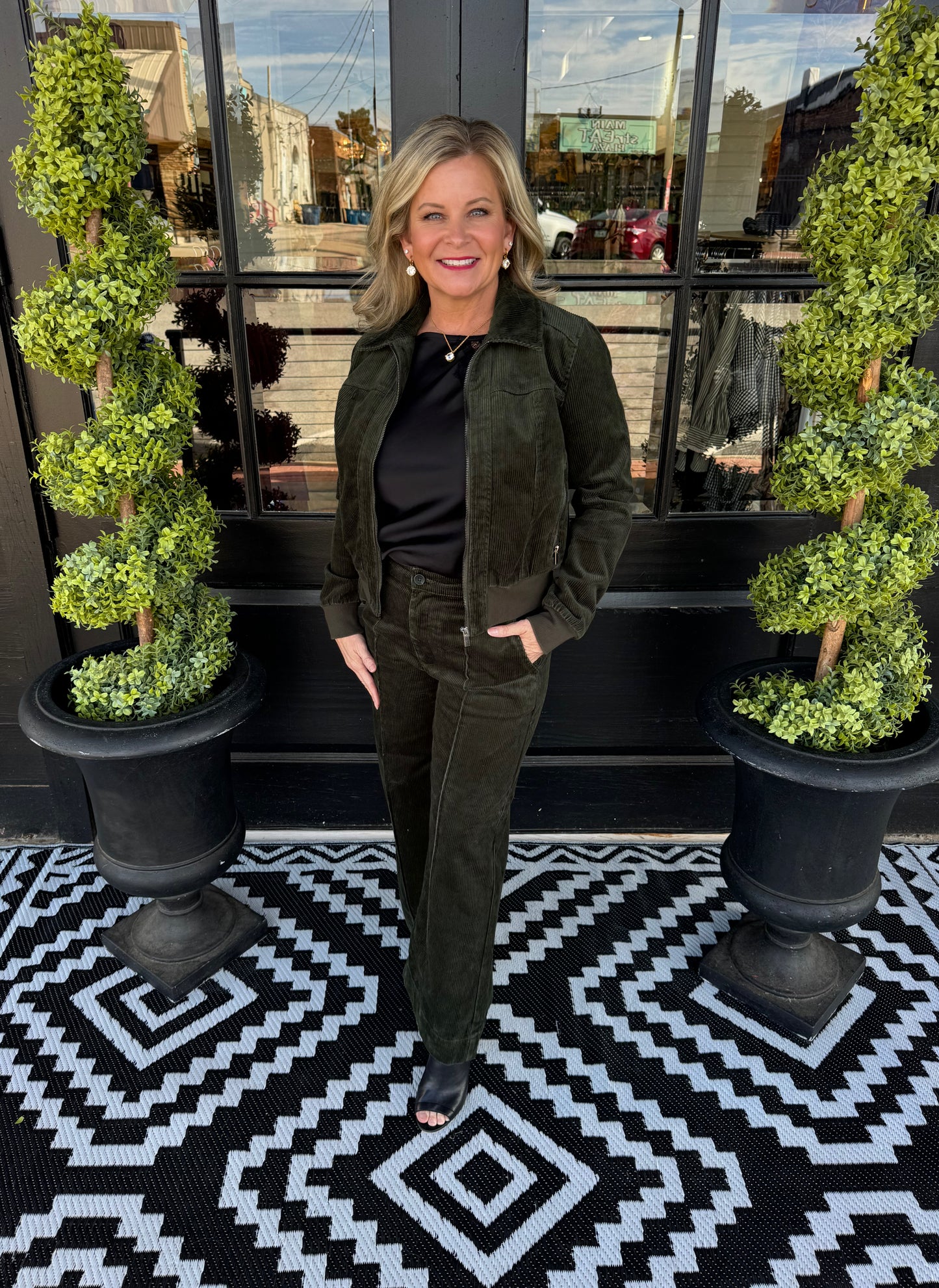 Collared Bomber Jacket - Hunter Green