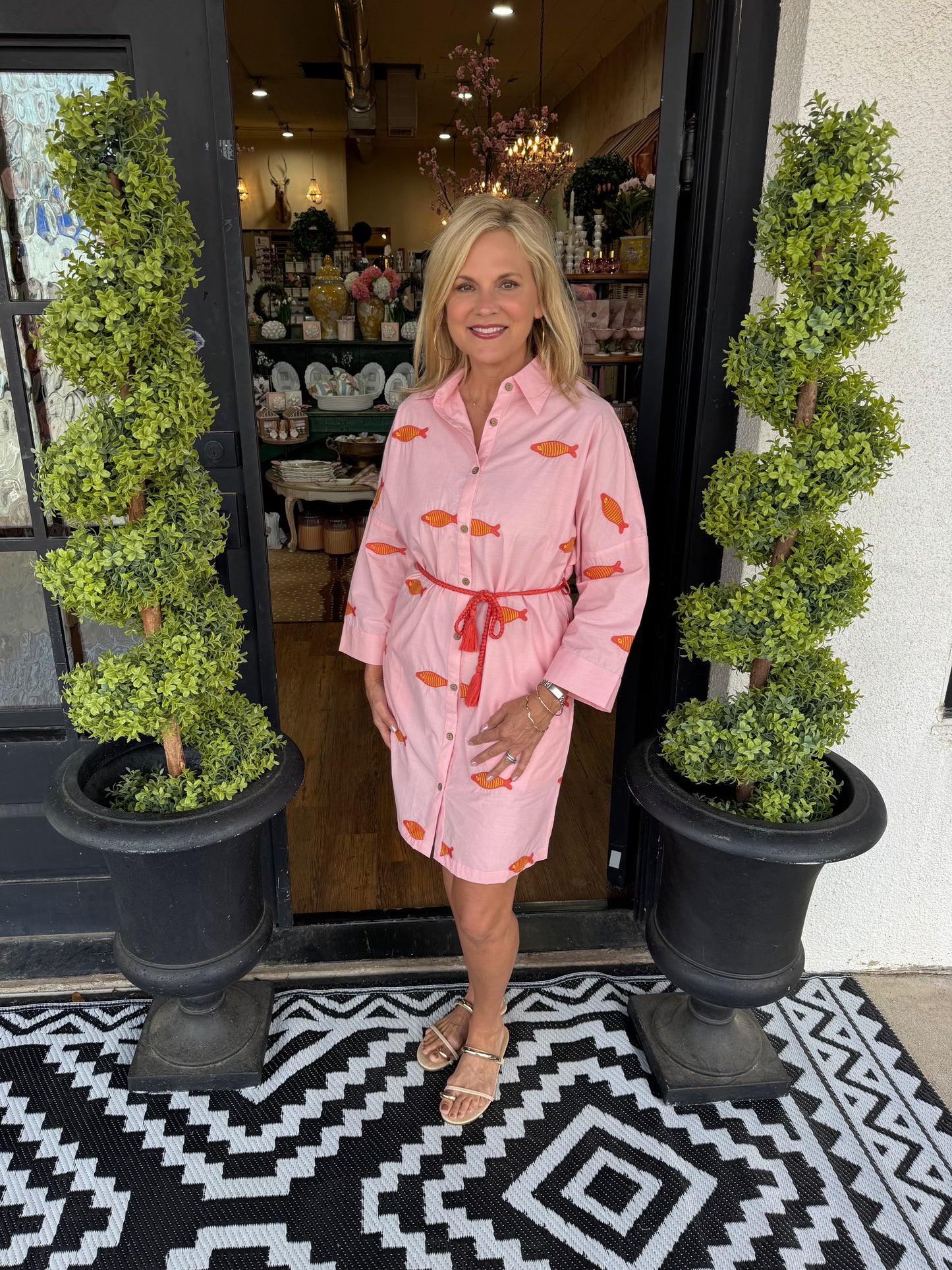 Uncle Frank Embroidered Fish Shirtdress