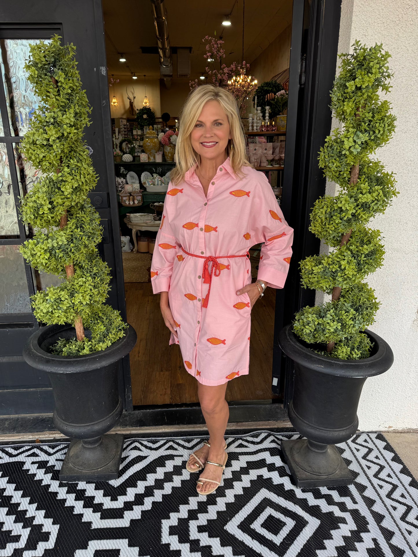 Uncle Frank Embroidered Fish Shirtdress