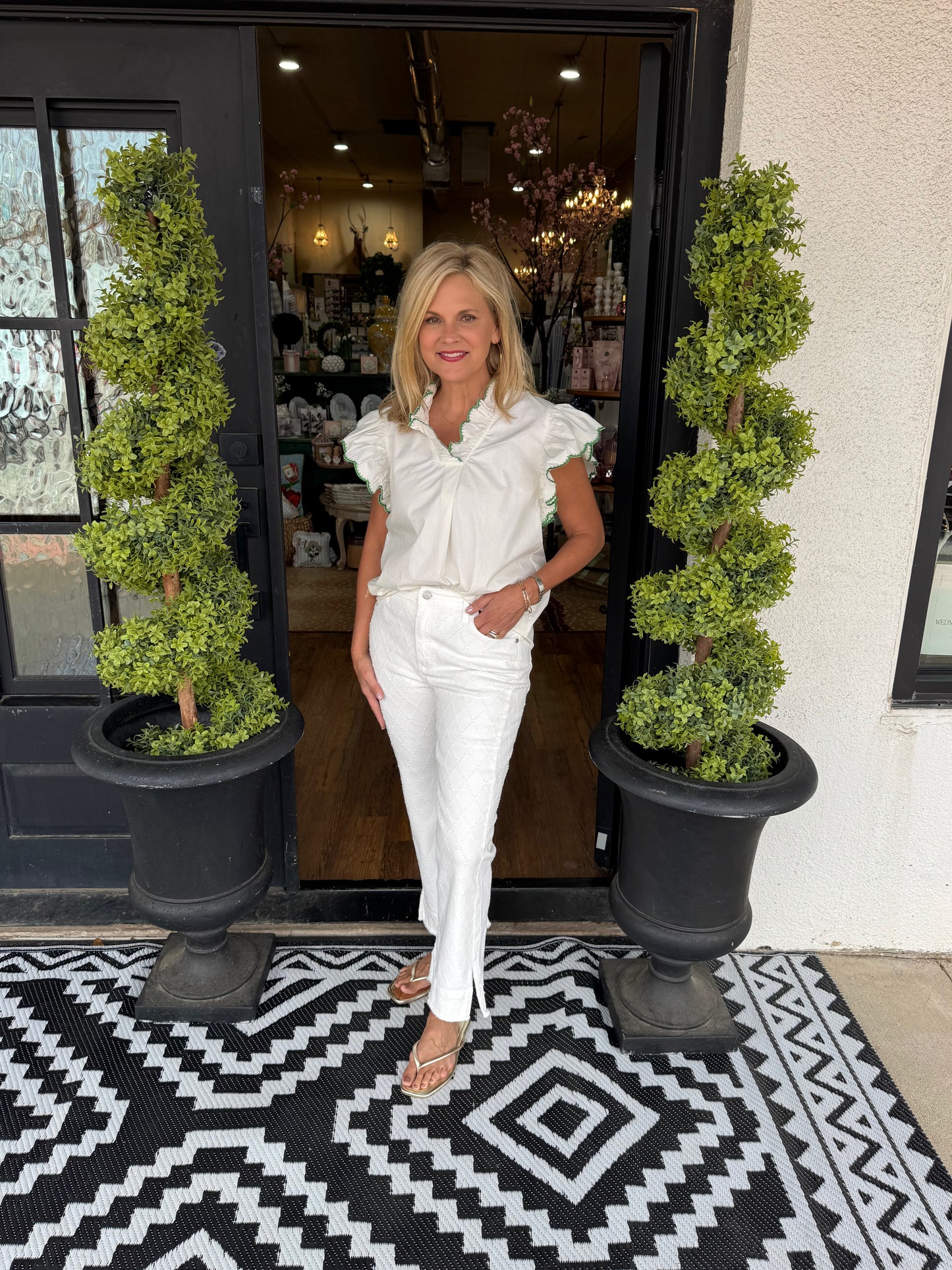 Liverpool Hannah Crop Flare - White Diamond