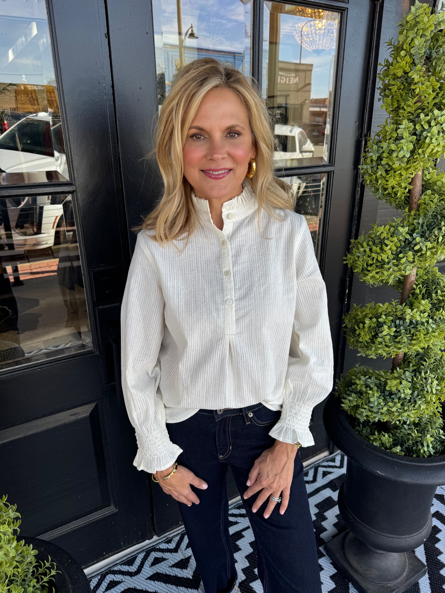 Ivy Jane Metallic Stripe Long Sleeve Top