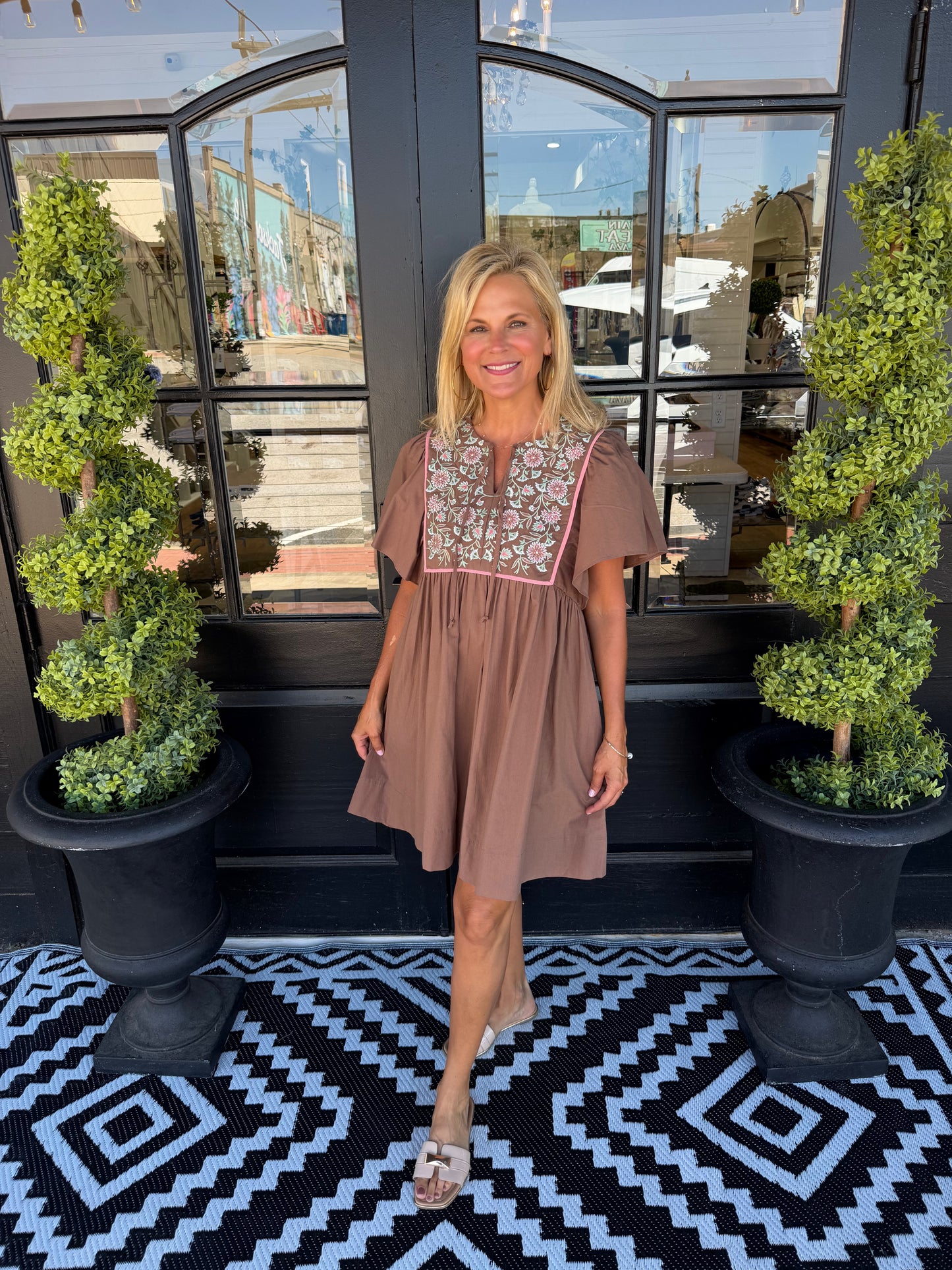 Mary Square Piper Dress - Espresso