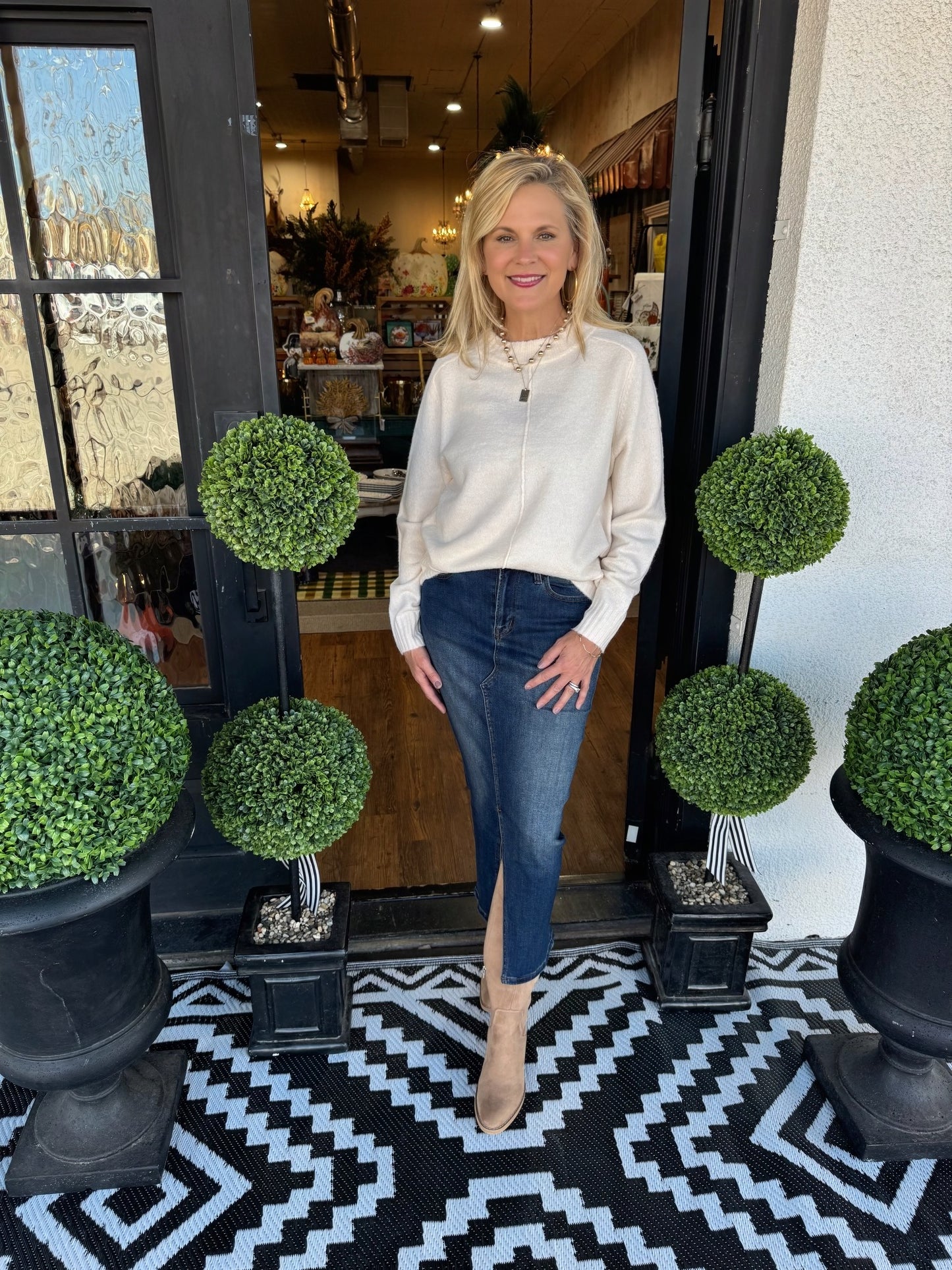 Denim Midi Skirt - Rafferty