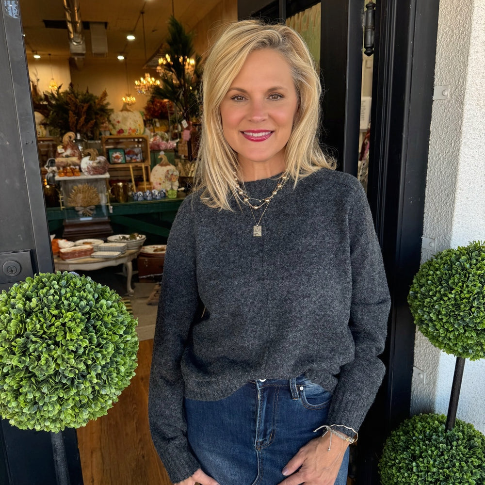 Tessa Sweater Top - Charcoal