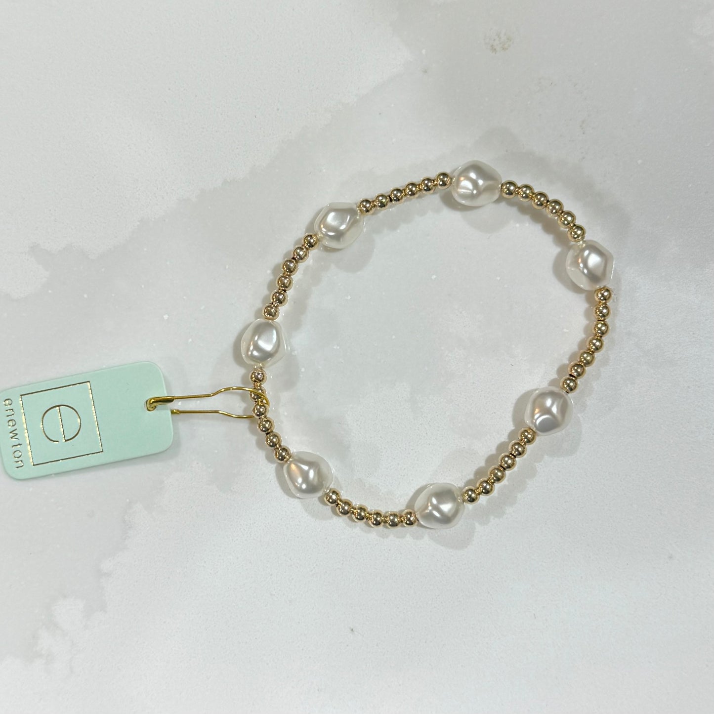 Bead Bracelet - Silver & Pearl