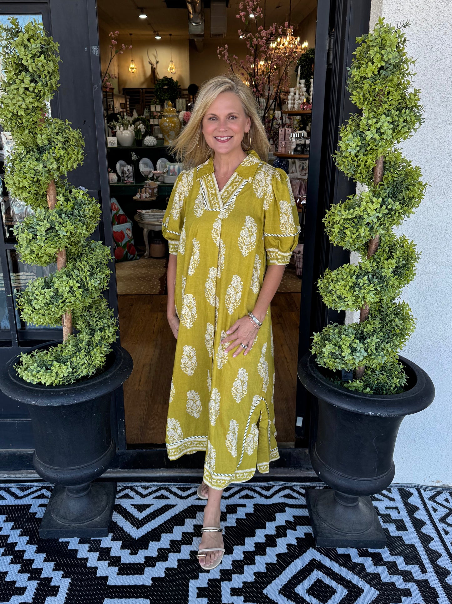 Madison Dress - Mustard Green