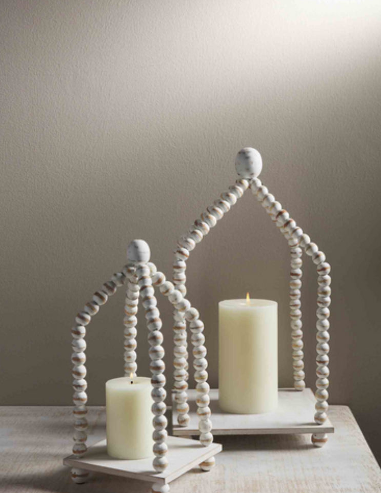 White-Washed Bead Lantern Large