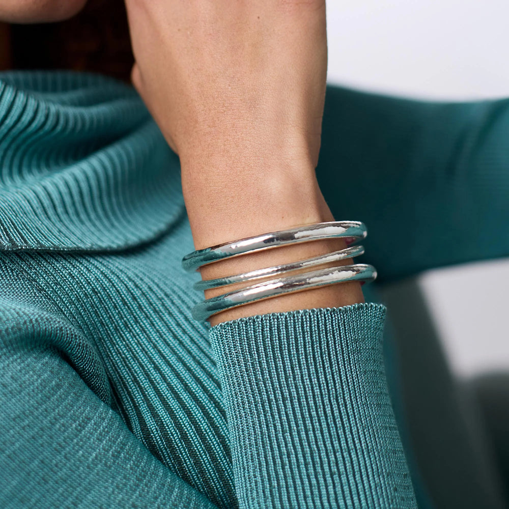 Havana Demi Bangle - Silver - M