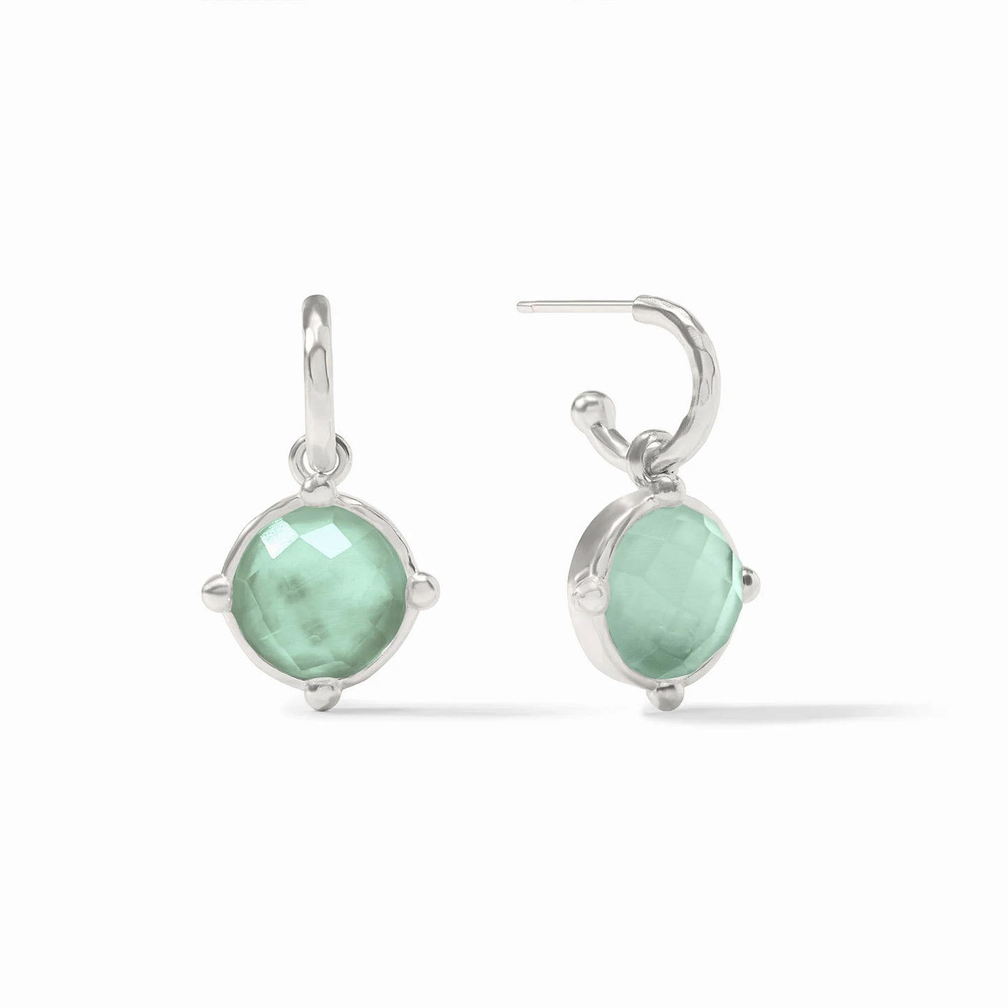 Honeybee Hoop & Charm Earring - Iridescent Aquamarine Blue