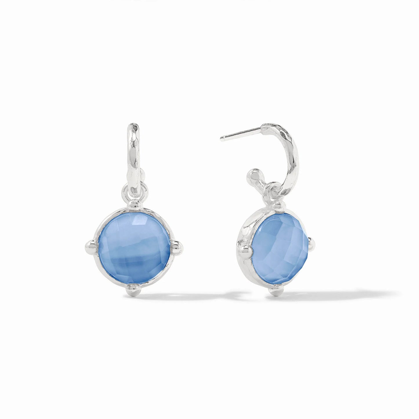 Honeybee Hoop & Charm Earring - Iridescent Chalcedony Blue