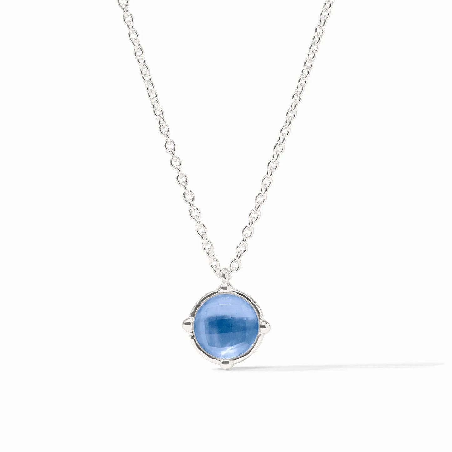 Honeybee Solitaire Necklace - Iridescent Chalcedony Blue