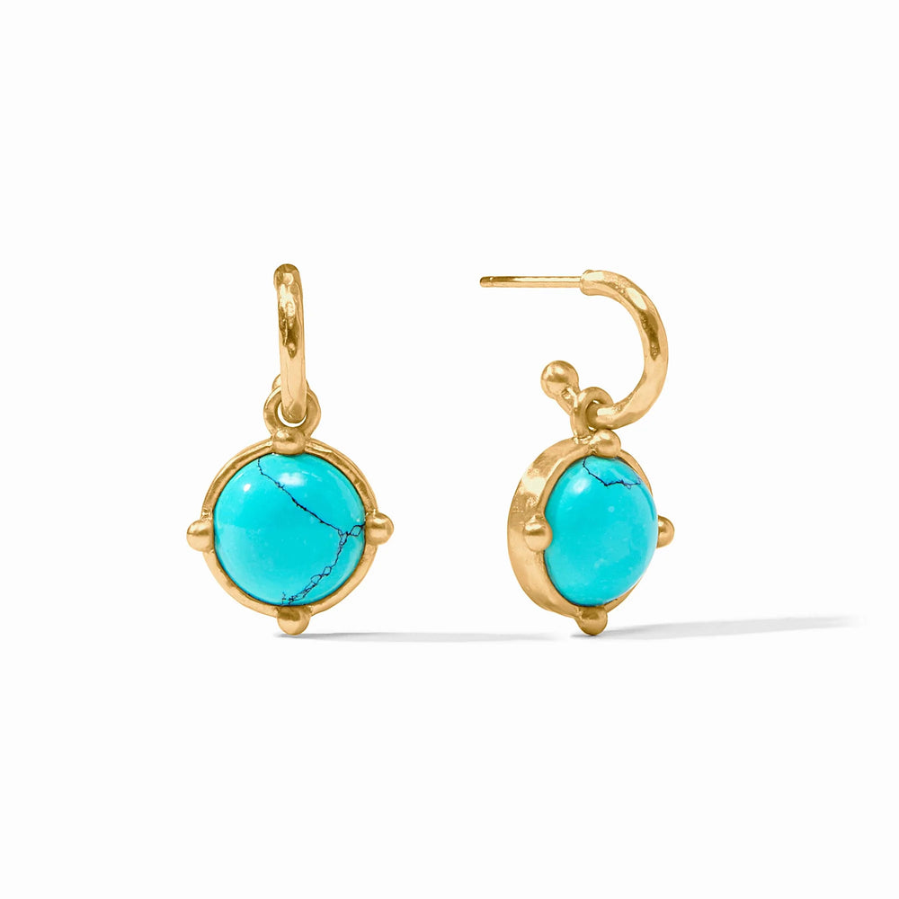 Honeybee Hoop & Charm Earring - Turquoise Blue - OS
