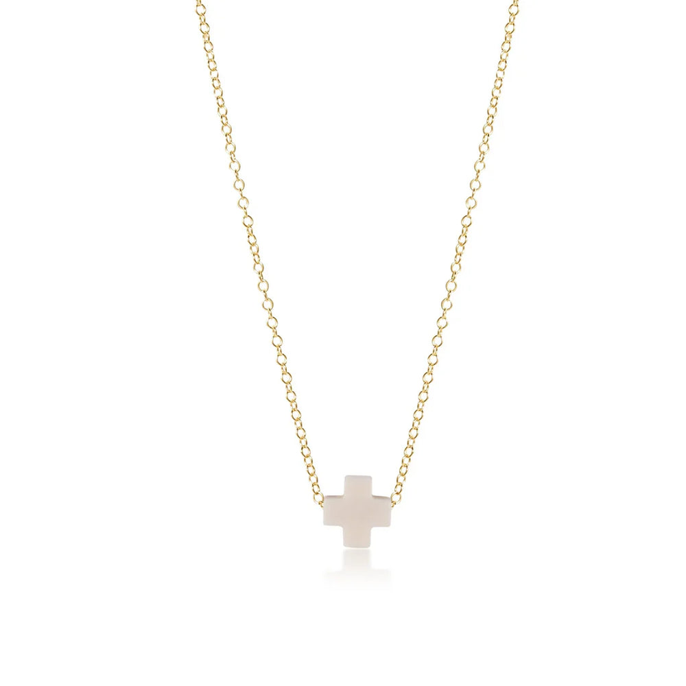 16" Necklace Gold- Signature Cross Small Off-White