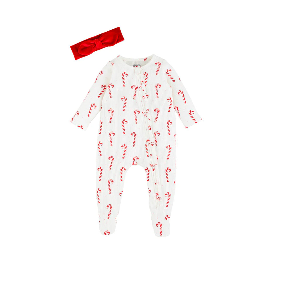 Baby Girl Candycane One Piece W/ Headband