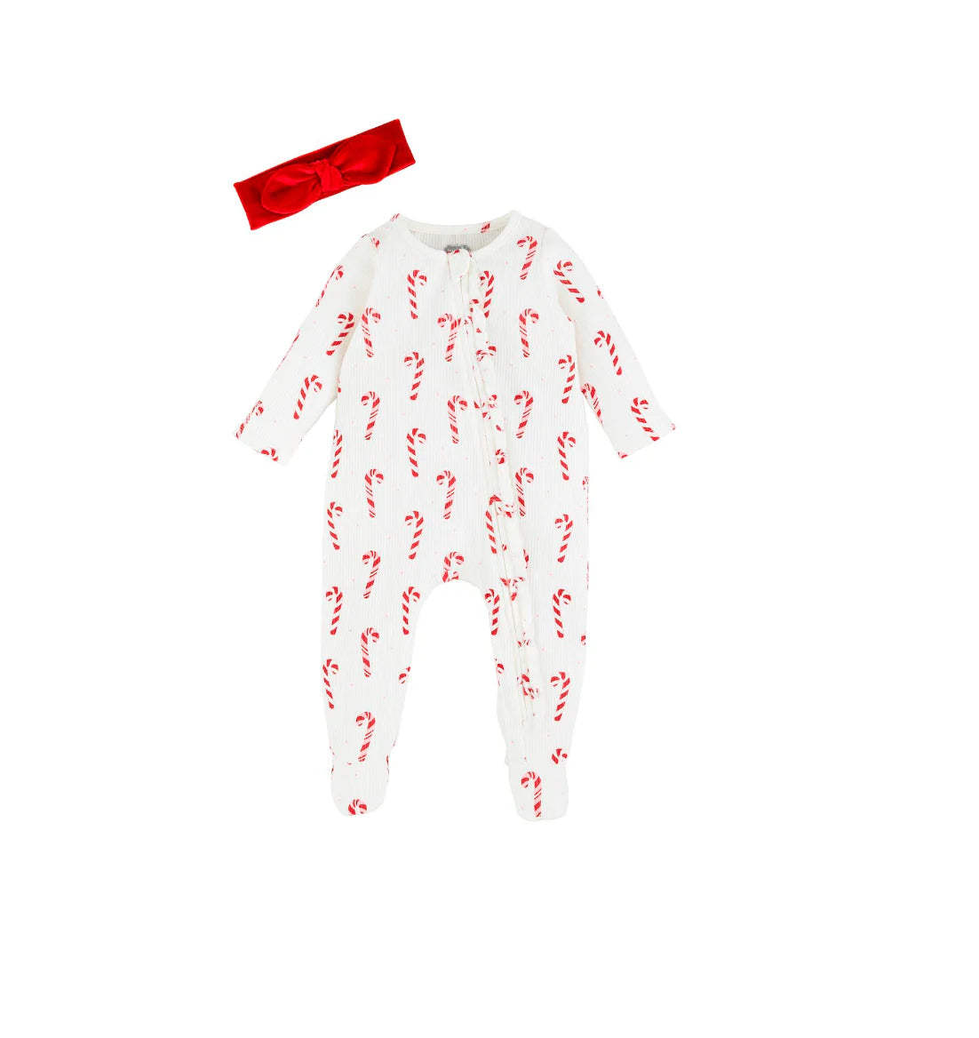 Baby Girl Candycane One Piece W/ Headband